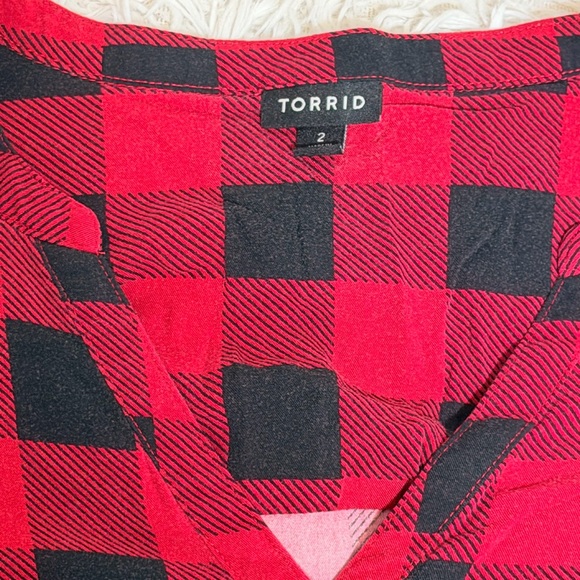 Torrid Mini Challis Button-Front Shirt Dress Buffalo Plaid Size 2X - Picture 7 of 8